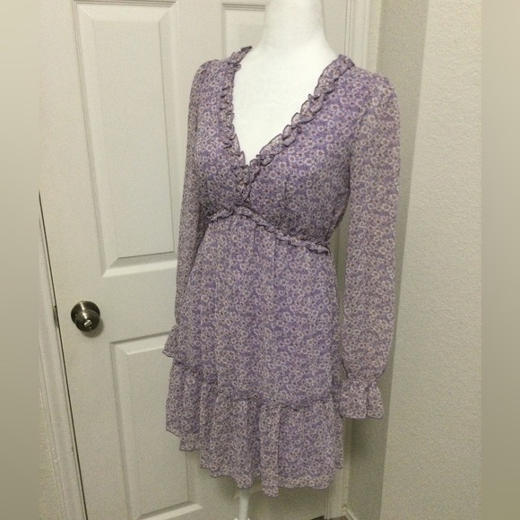 Allison & Kelly Purple Flower Spring Dress Size XS - Picture 6 of 9